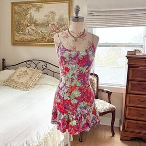 floral ruffle mini dress  Y2K floral ruffle mini Decree size small